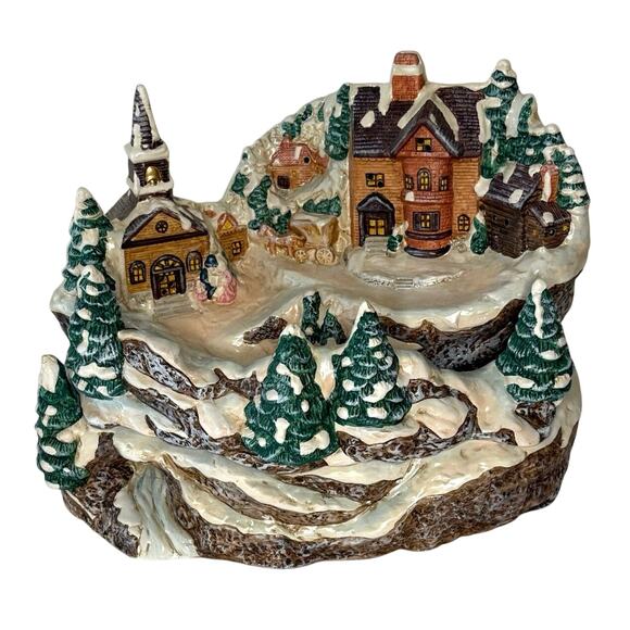 Vintage Studio 5 Christmas Dolomite 3 Piece Set UL House Scene With Box No Light - Picture 2 of 8
